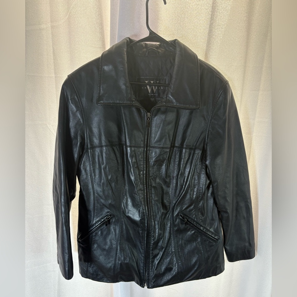 Vintage New York by Winlet Women’s Large Black Genuine Leather Jacket EUC‎ - Picture 1 of 10